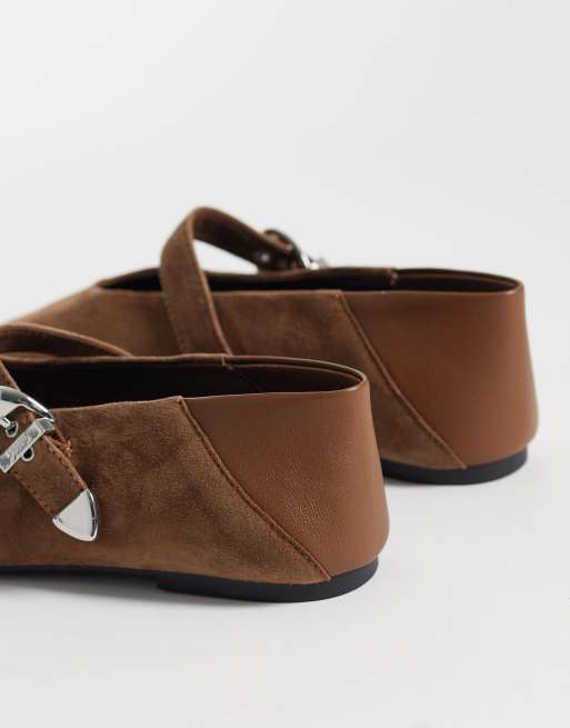 Tommy Jeans - Ballerine in camoscio marrone, 3 di 4