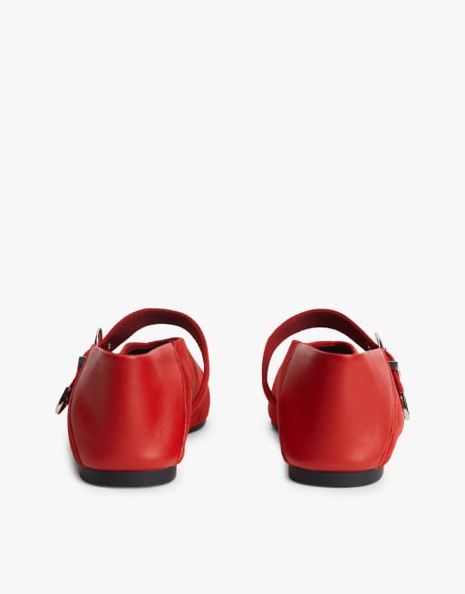 Tommy Jeans ballerines à boucle et bout carré rouges, 4 de 7