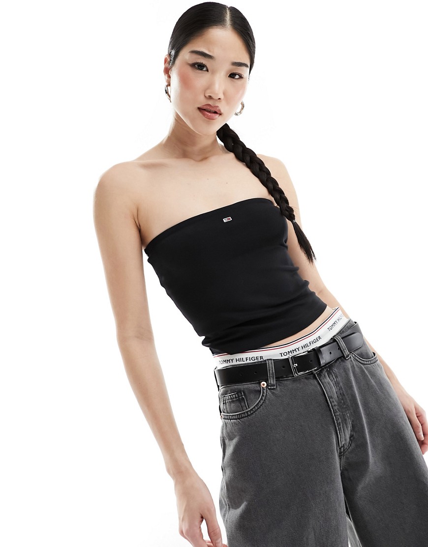 Tommy Jeans bandeau top in black