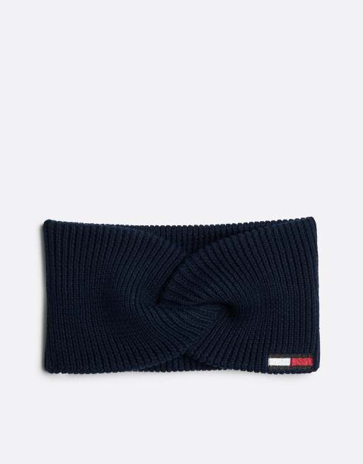 Tommy Jeans - Bandeau torsadé à motif drapeau - Bleu foncé