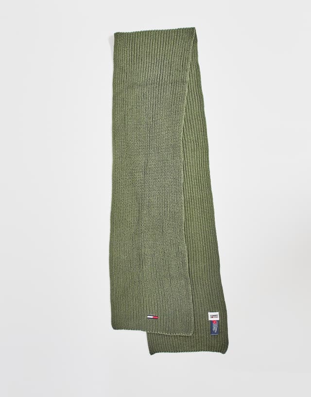 Tommy Jeans basic rib scarf in khaki