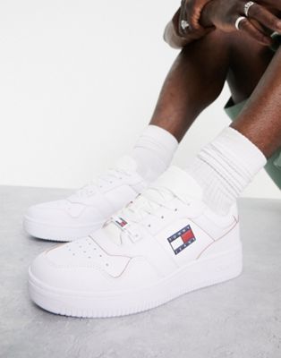 Tommy Jeans basket leather trainer in white - ASOS Price Checker