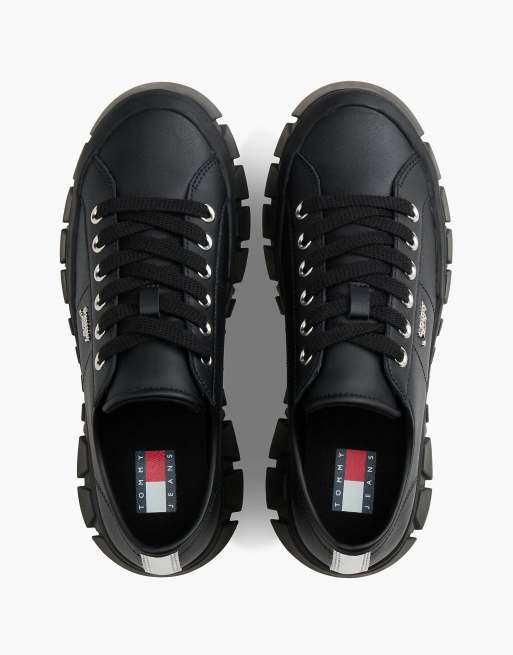 Tommy Jeans baskets à plateforme logo en cuir noires, 3 de 7