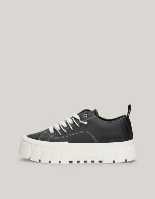 Tommy Jeans - Baskets à semelle plateforme rainurée - Noir