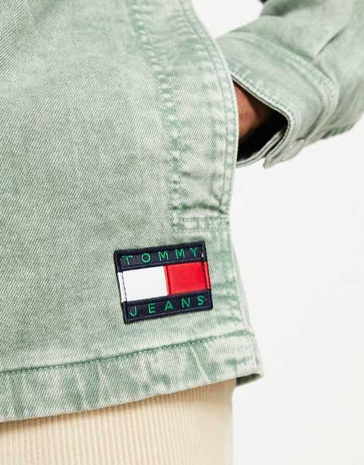 Tommy Jeans – Baumwoll-Jeansjacke in stark verwaschenem Khaki mit Flaggenlogo - KHAKI, 3 von 4