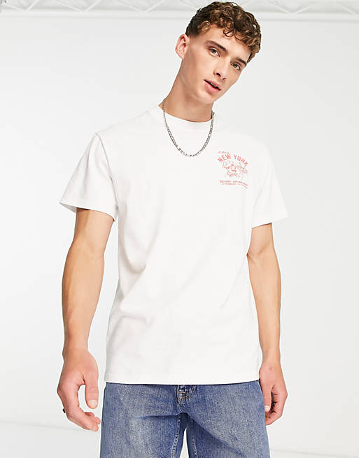 Tommy Jeans – Baumwoll-T-Shirt in Weiß mit Pizza-„Delivery“-Rückenprint -  WHITE | ASOS