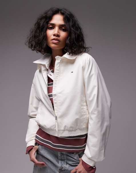 Tommy Jeans cotton bomber jacket in off white