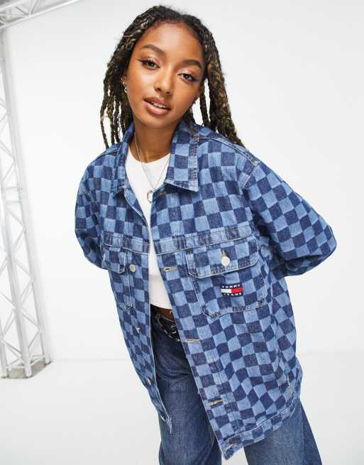 Tommy Jeans – Bawełniana kurtka oversize w stylu utility w szachownicę 
