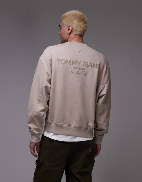 Tommy Jeans - Beige afslappet sweatshirt i firkantet pasform - view 1