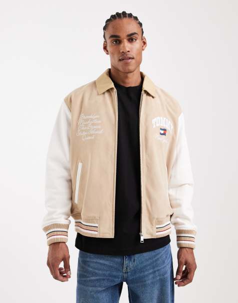 Tommy Jeans - Beige college-jakke i ægte ruskind - view 1
