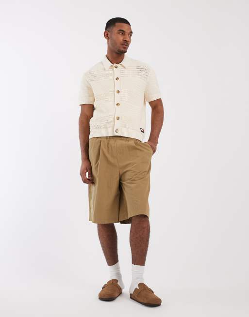 Tommy Jeans - Beige hæklet cardigan med korte ærmer, 2 af 5