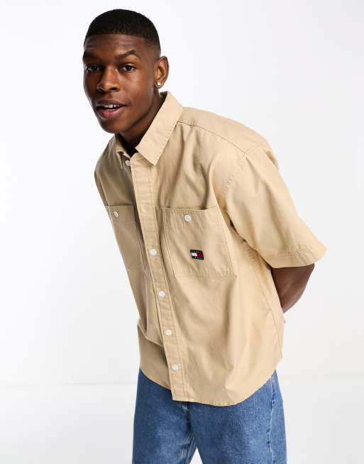 Tommy Jeans – Beige skjorta med skatelogga