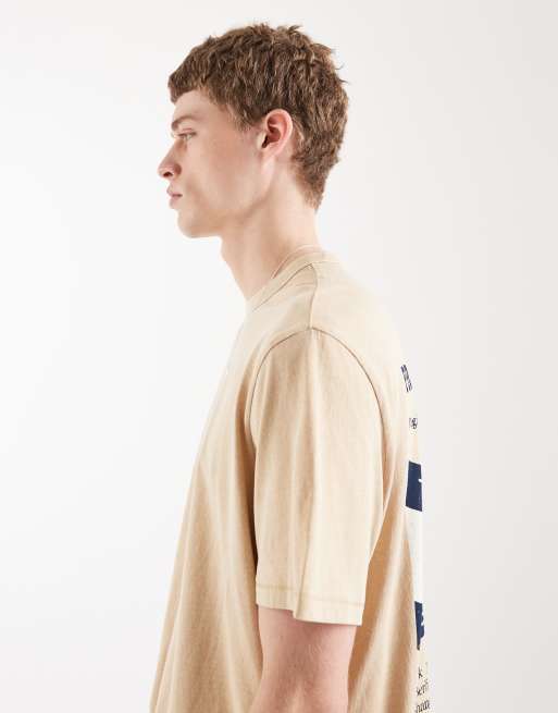 Tommy Jeans - Beige T-shirt i 90'er-stil med bølgende flaglogo, 4 af 5