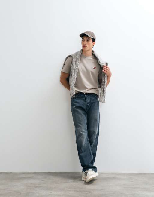 Tommy Jeans - Beige T-shirt med logomærke, 5 af 5