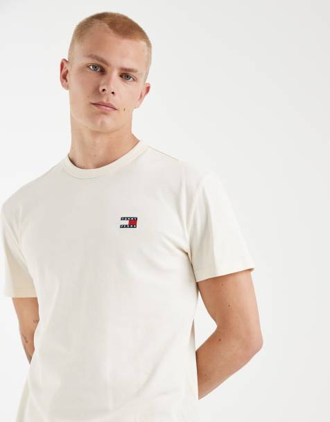 Tommy Jeans – Beige t-shirt med påsydd logga - view 1