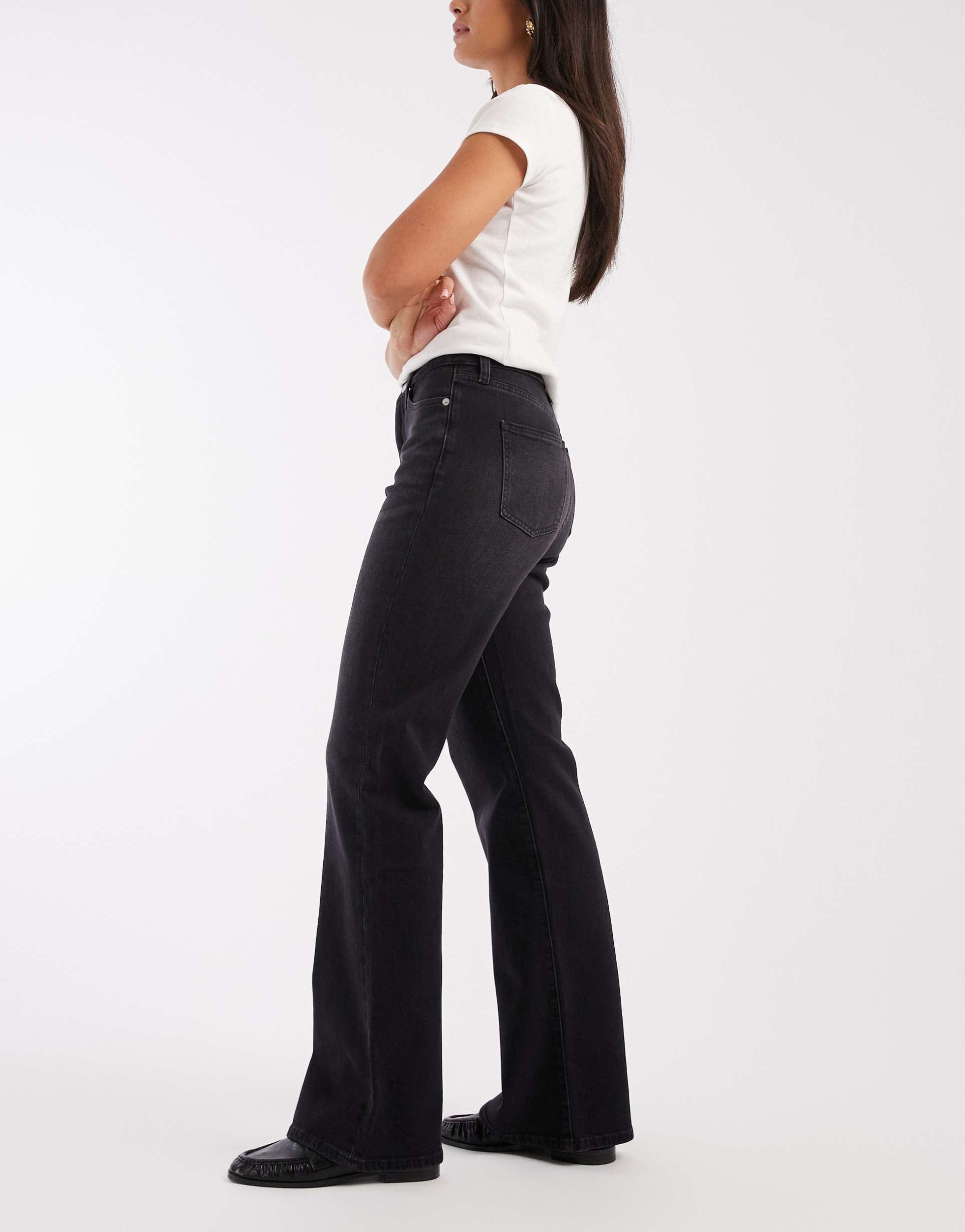 tommy jeans bella high waisted flare jeans in black