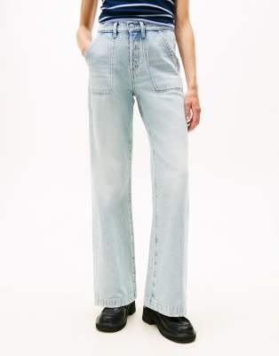 Tommy Jeans - Bella - Jean évasé taille haute - Délavage-Bleu
