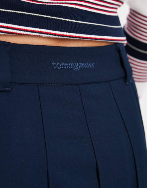 Tommy Jeans belted pleated midi skirt in navy, 2 of 5