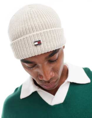 Tommy Jeans - Berretto a coste bianco sporco con bandiera - view 1