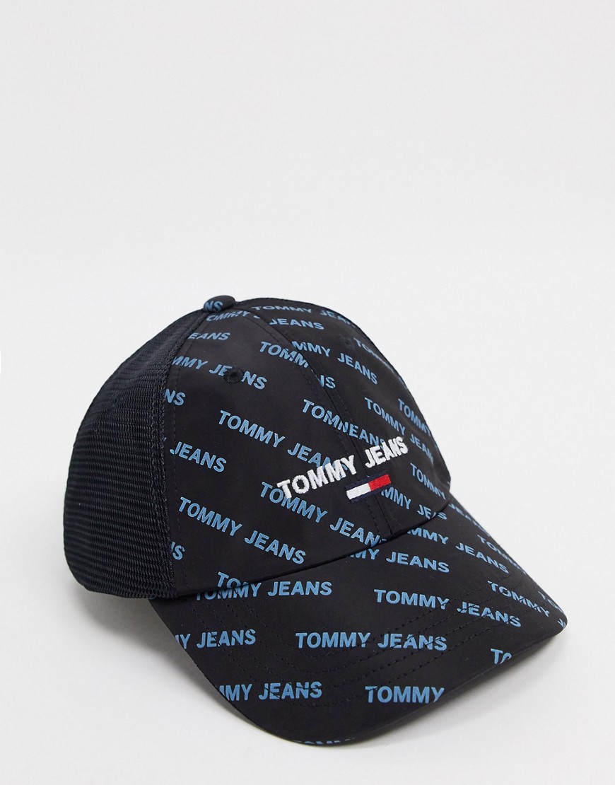 Tommy Jeans - Berretto nero con logo stampato