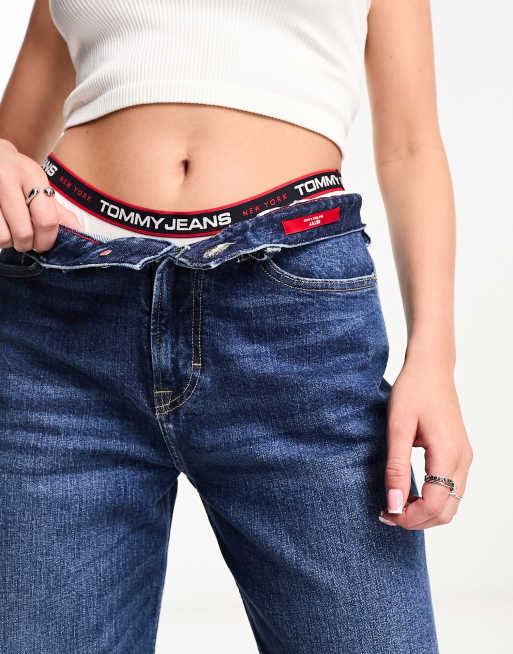 Tommy Jeans - Betsy - Jean droit à taille mi-haute - Bleu foncé délavé, 3 de 5