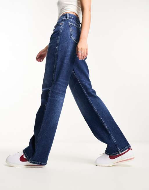 Tommy Jeans - Betsy - Jean droit à taille mi-haute - Bleu foncé délavé, 4 de 5