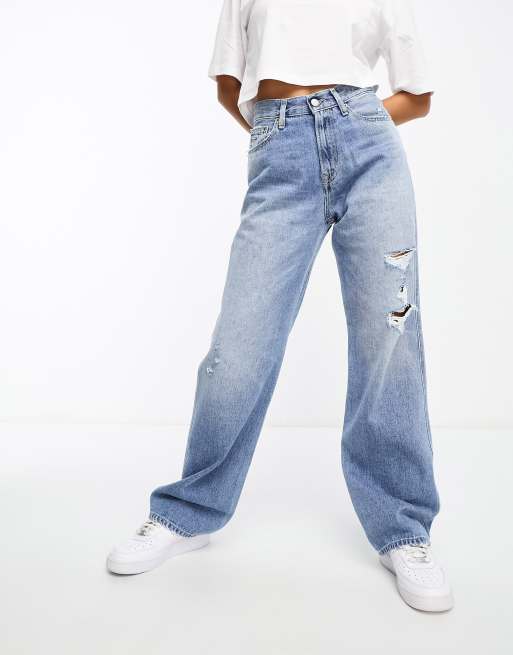 Tommy Jeans - Betsy - Jeans ampi a vita medio alta lavaggio medio con strappi, 4 di 5