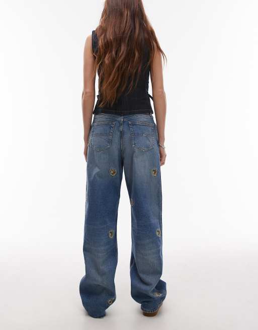 Tommy Jeans - Betsy - Jeans met rechte pijpen, halfhoge taille en embleemlogo in mid-wash blauw, 2 van 5