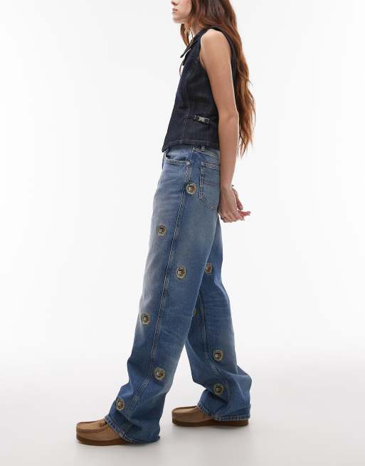 Tommy Jeans - Betsy - Jeans met rechte pijpen, halfhoge taille en embleemlogo in mid-wash blauw, 3 van 5