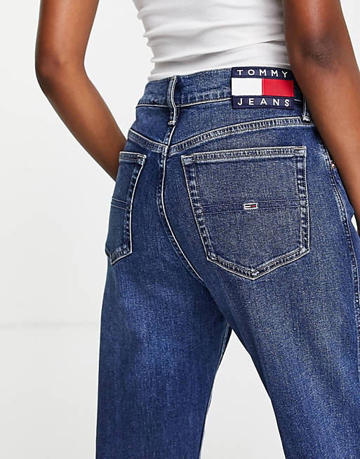 Tommy Jeans Betsy mid rise loose carpenter jeans in dark wash | ASOS