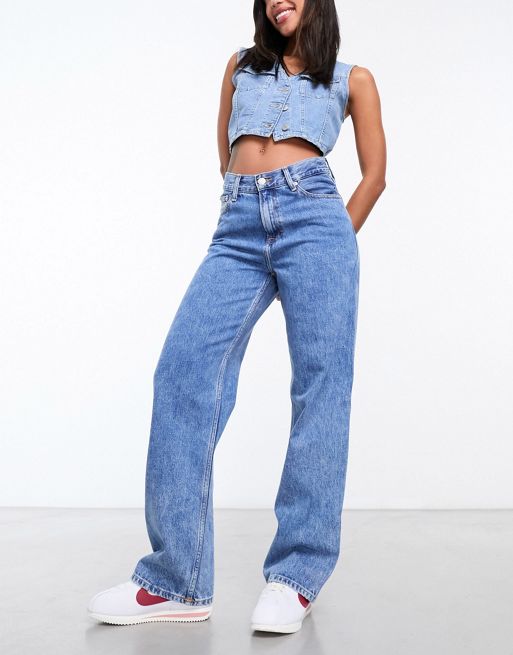 Tommy Jeans Betsy mid rise straight leg jeans in medium wash | ASOS
