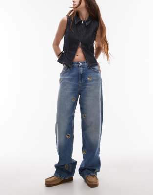 Tommy Jeans Betsy Mid Rise Straight Leg Jeans With Crest Logo-blue