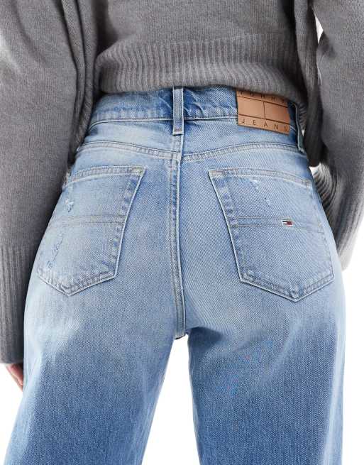 Tommy Jeans Betsy mid rise straight ripped jeans in light wash