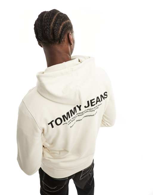 Tommy Jeans – Beżowa bluza o regularnym kroju z kapturem i grafiką