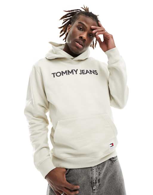 Tommy Jeans – Beżowa bluza z kapturem i logo
