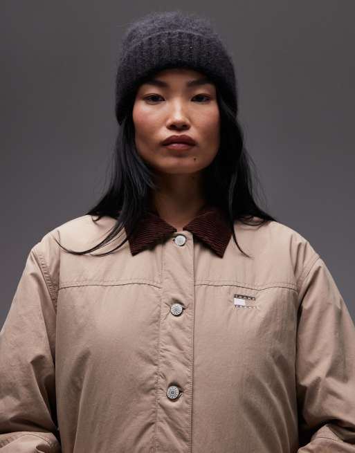 Tommy Jeans – Beżowa kurtka chore ze sztruksowym kołnierzem, 3 z 4