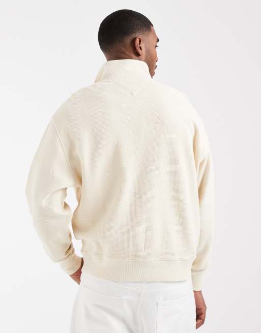 Tommy Jeans – Beżowa luźna bluza o waflowej fakturze, 4 z 5