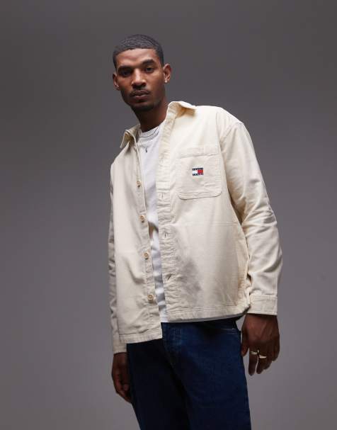 Tommy Jeans cord overshirt in beige