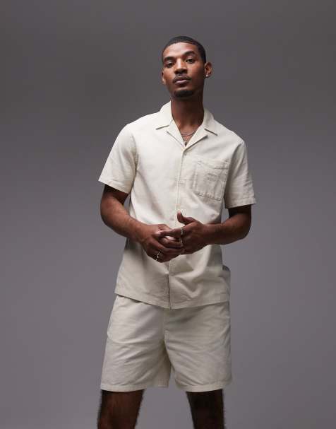 Tommy Jeans cord camp shirt in beige