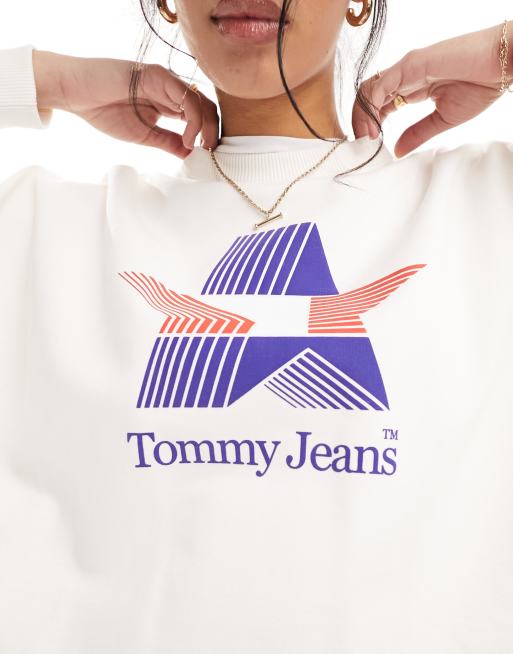 Tommy Jeans – Biała bluza dresowe oversize z okrągłym dekoltem w stylu retro, 2 z 4