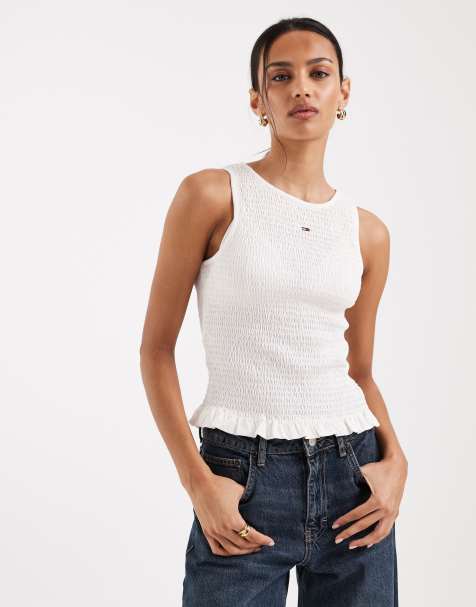 Tommy Jeans – Biały dopasowany podkoszulek - view 1