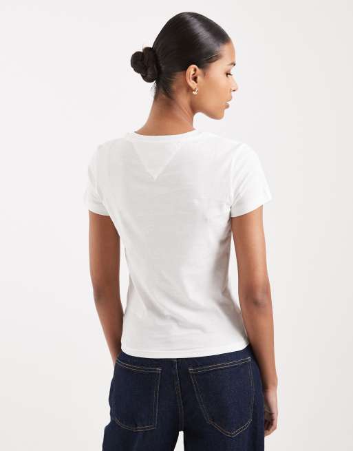 Tommy Jeans – Biały dopasowany T-shirt z logo, 3 z 4