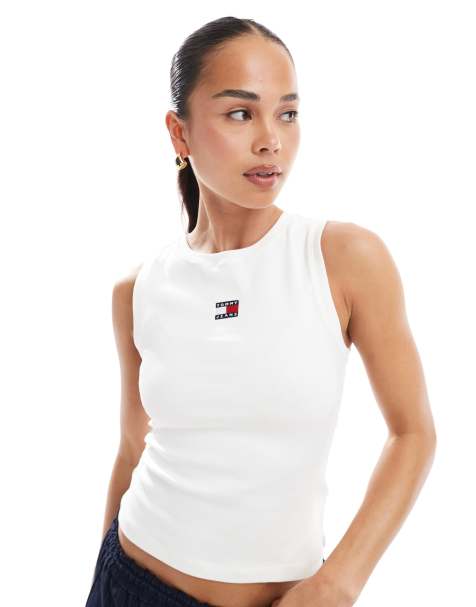 Tommy Jeans slim tank top in white
