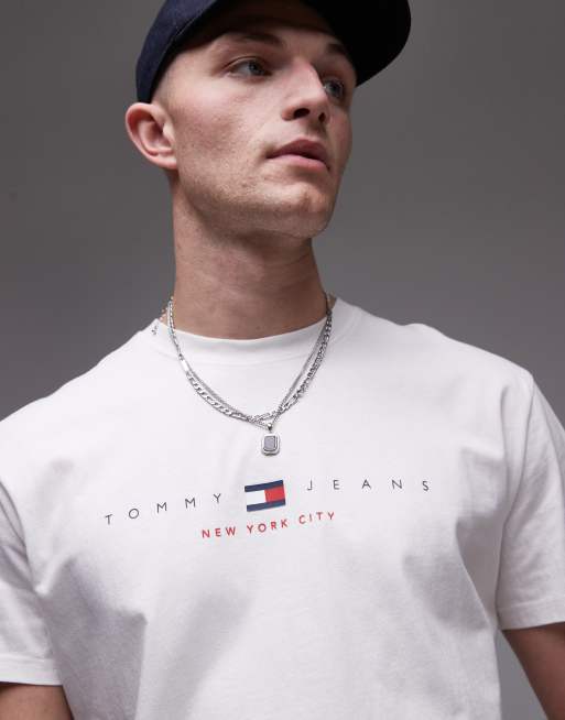 Tommy Jeans – Biały T-shirt z logo na środku, 3 z 4