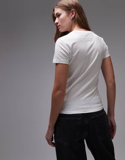 Tommy Jeans – Biały T-shirt z logo na środku, 4 z 4