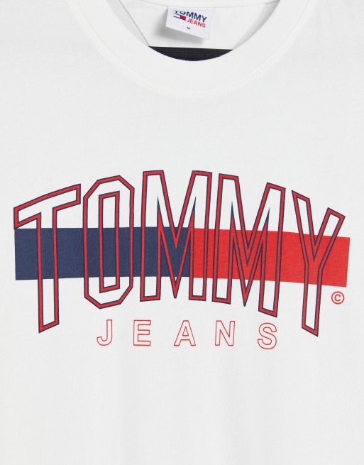 Tommy Jeans – Biały T-shirt z logo w stylu uczelnianym, 3 z 4