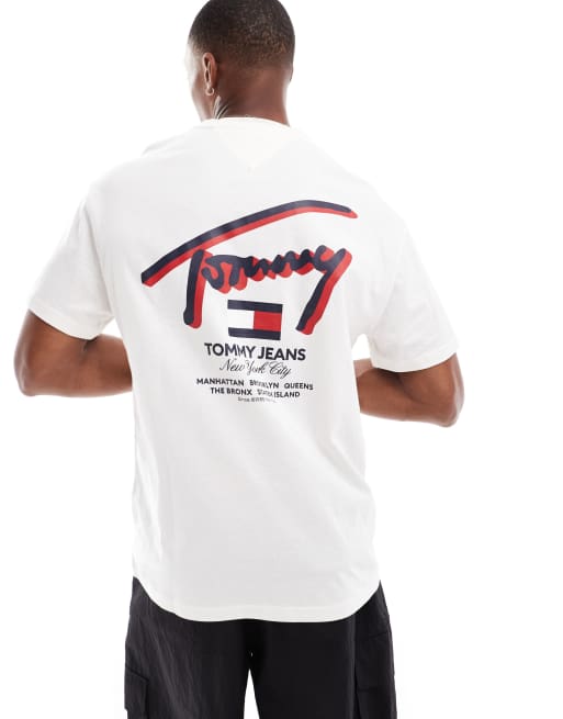 Tommy Jeans – Biały T-shirt z napisem 3D