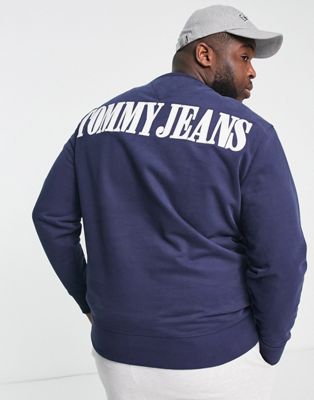 Tommy Jeans Big & Tall archive flag logo sweatshirt in navy