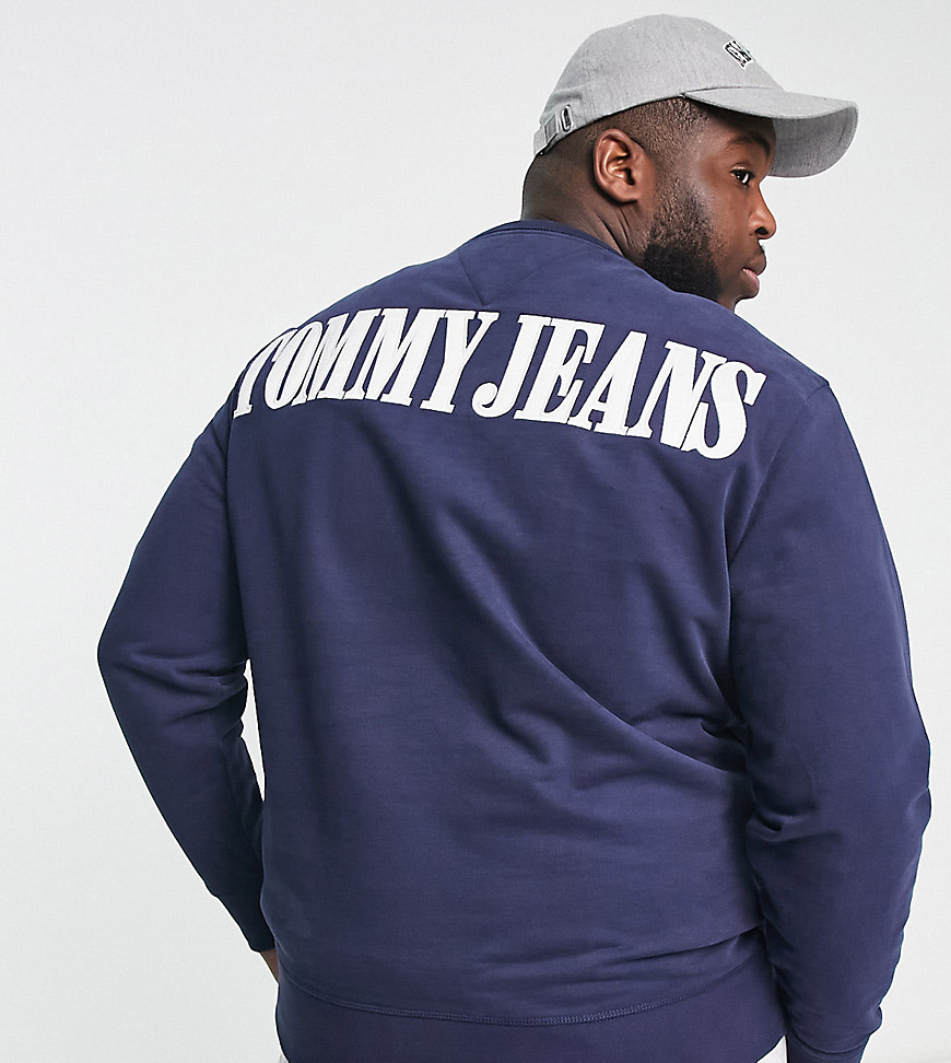 Tommy Jeans Big & Tall archive flag logo sweatshirt in navy