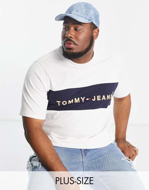 Tommy Jeans - Big & Tall - Archive - Oversized T-shirt met logo in wit